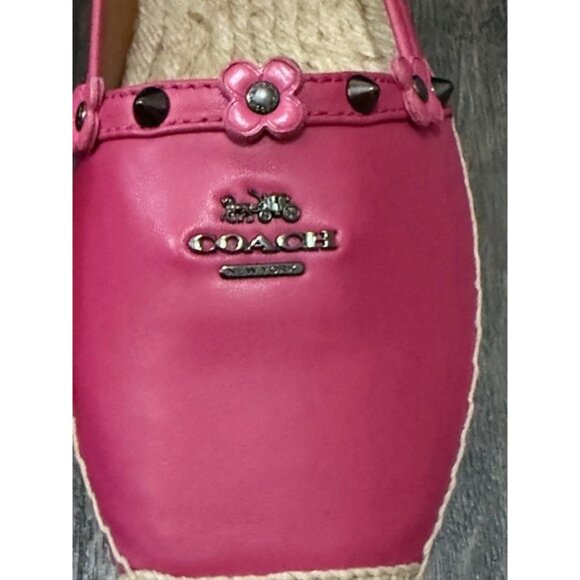 Coach Shoes Rain Floral Rivets Nappa Slip on 8 B Dahlia Pink Q8423 Espadrilles - Picture 5 of 11